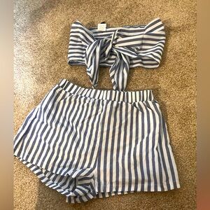 SHEIN two piece striped linen set XS